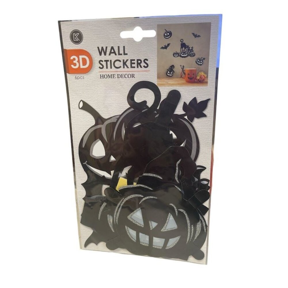 3D Wall Stickers Halloween Theme 6 Pack - Cats/Bats